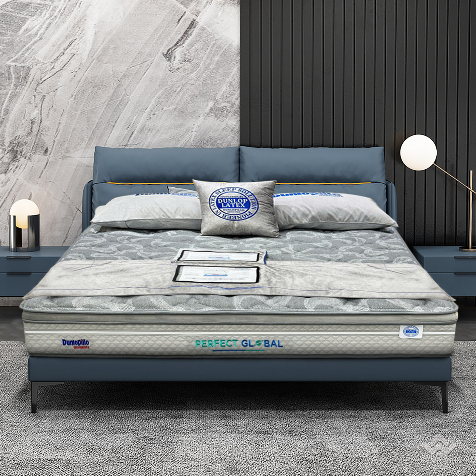Đệm lò xo túi độc lập Dunlopillo Perfect Global 26cm 3 vùng phân lập, kết hợp cao su